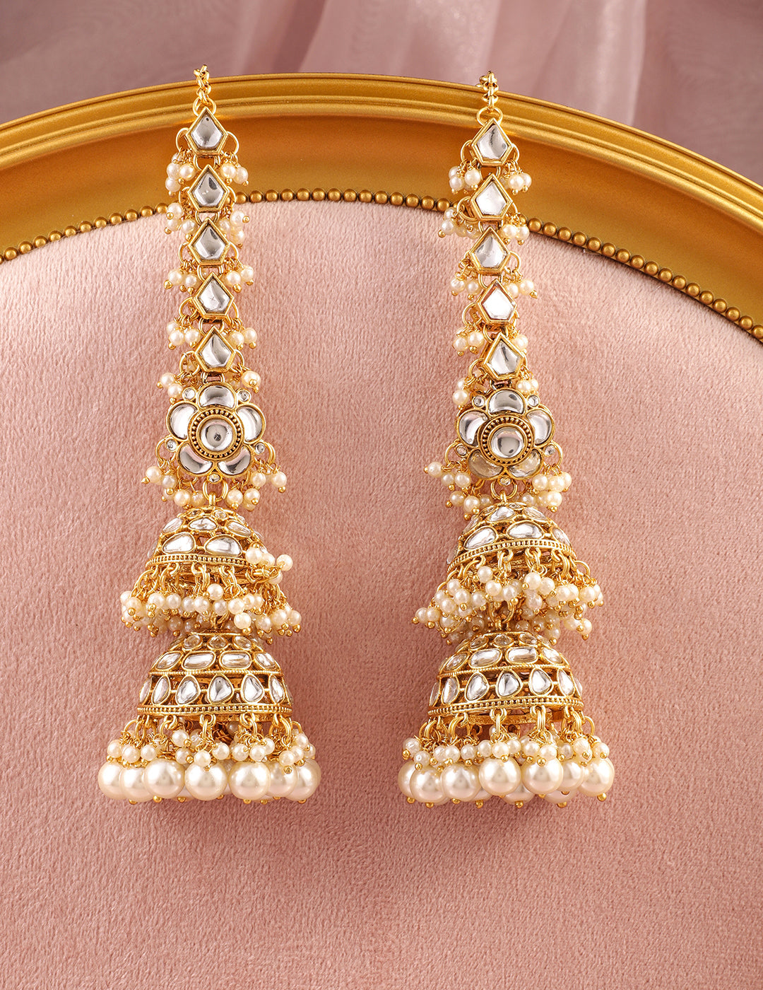 Luxurious Kundan Layered Jhumka フリーサイズ
