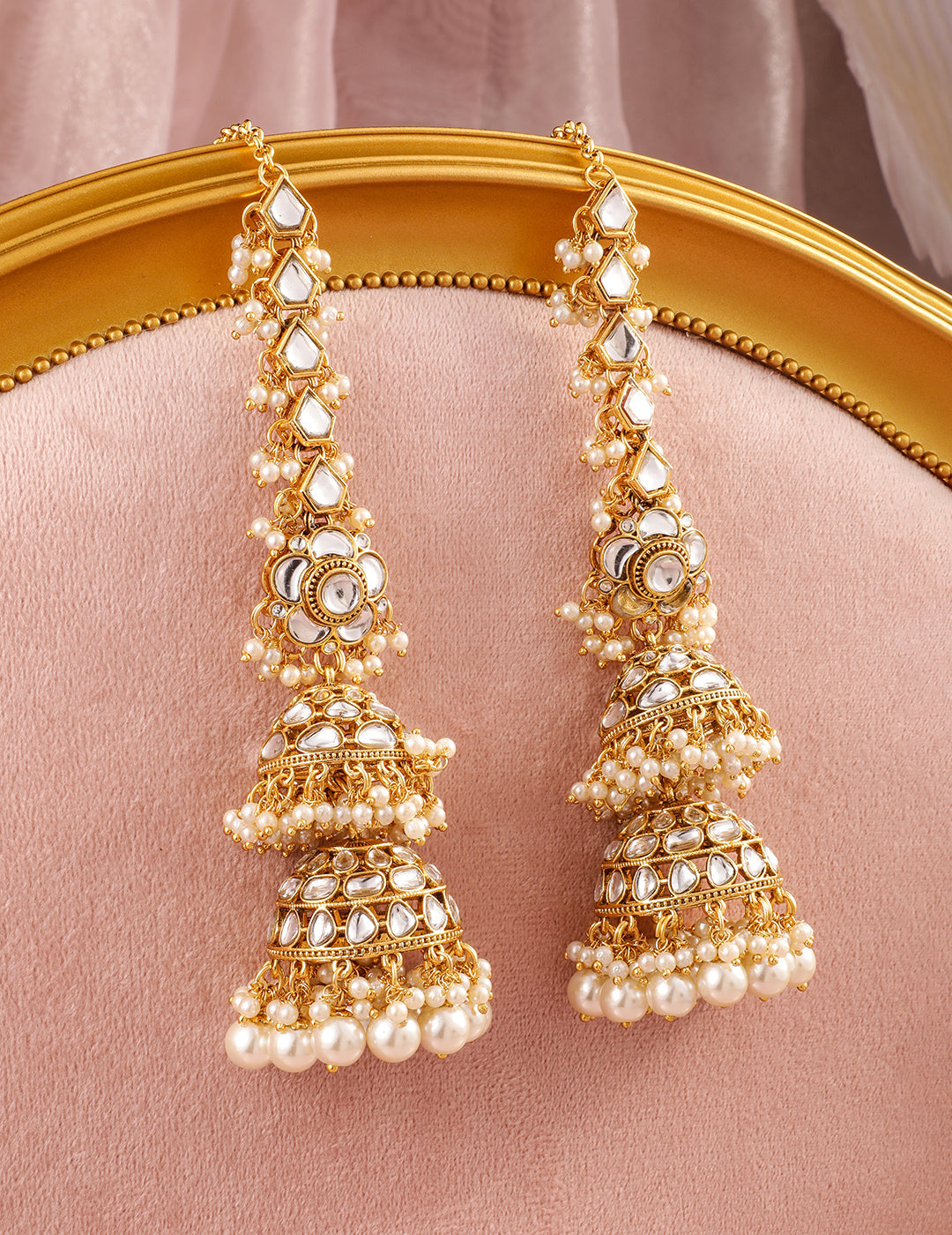 Luxurious Kundan Layered Jhumka フリーサイズ