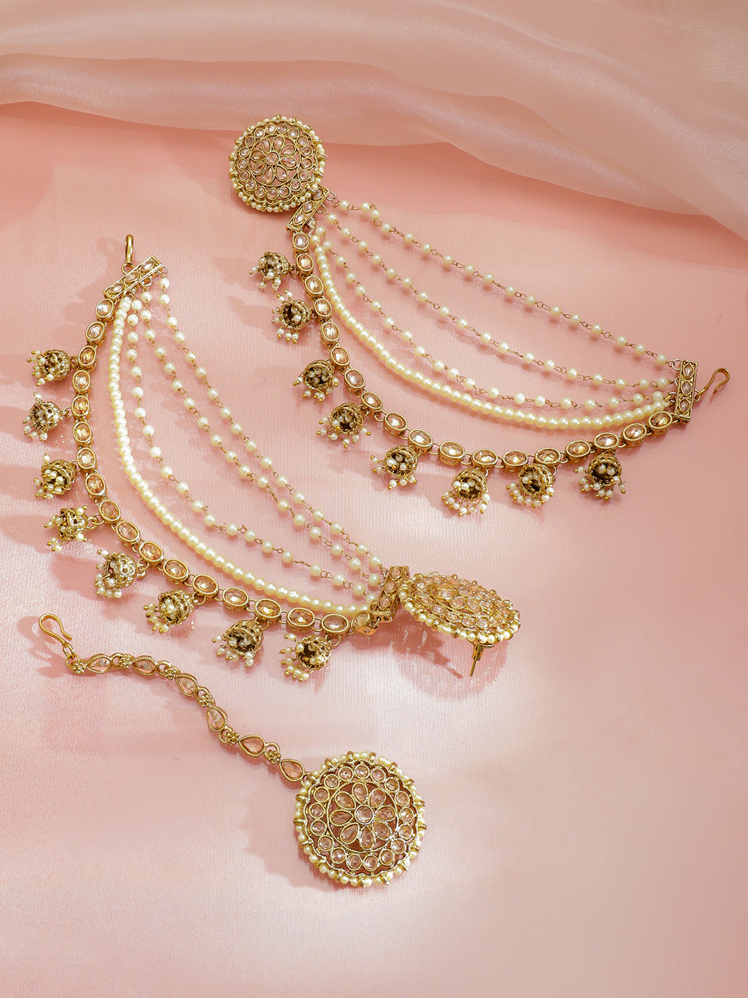 Whispers of Royalty Kundan Pearl Kaan Chain フリーサイズ
