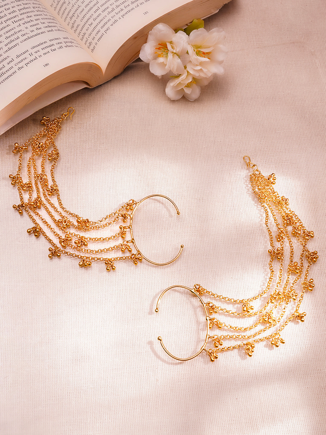 Golden Ghungroo Kaan Chain Earrings フリーサイズ