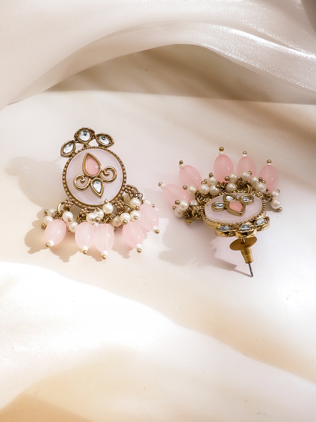 Lustrous Pastel Pink Earrings フリーサイズ