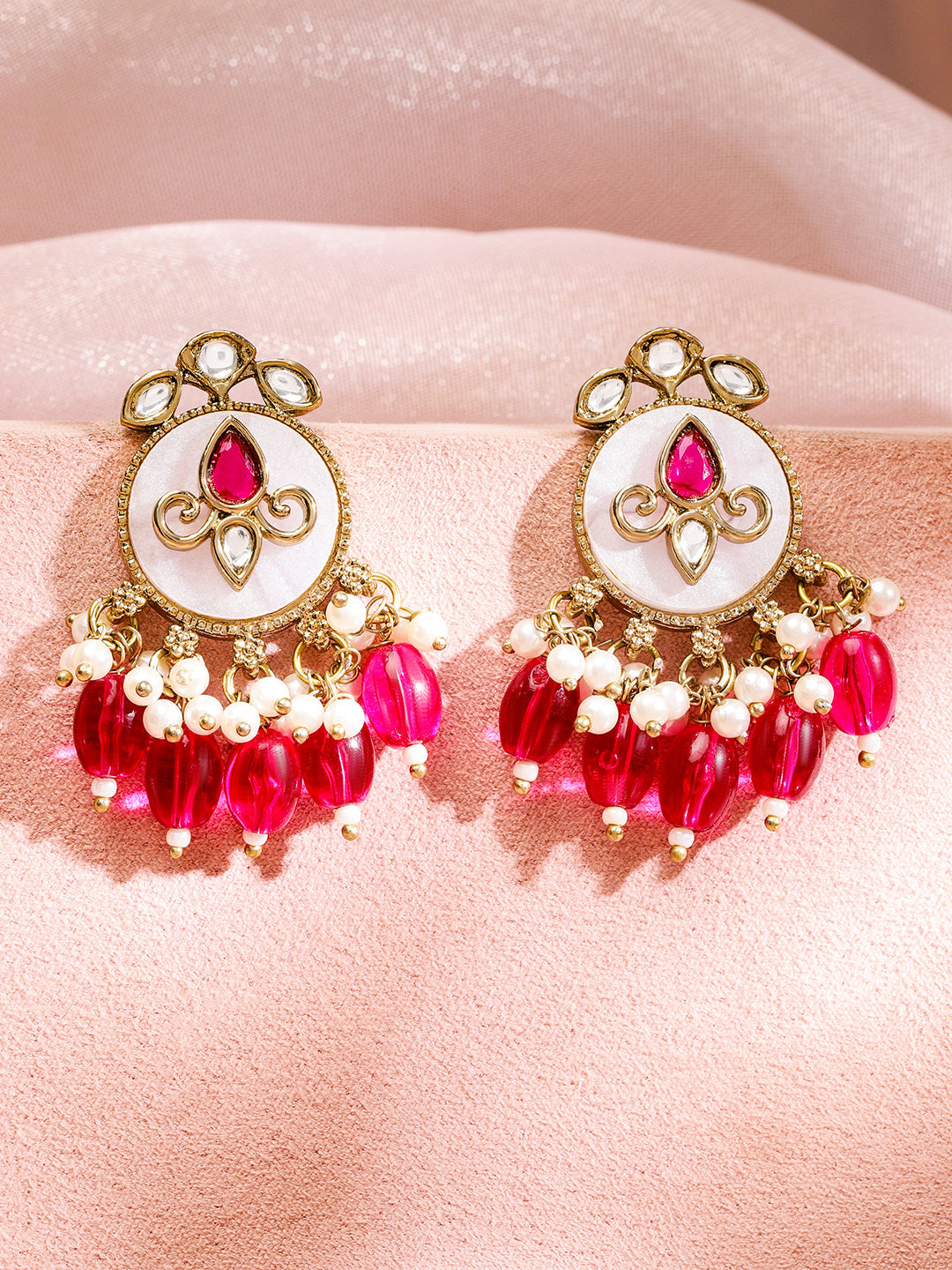 Dark Pink Ethnic Danglers フリーサイズ