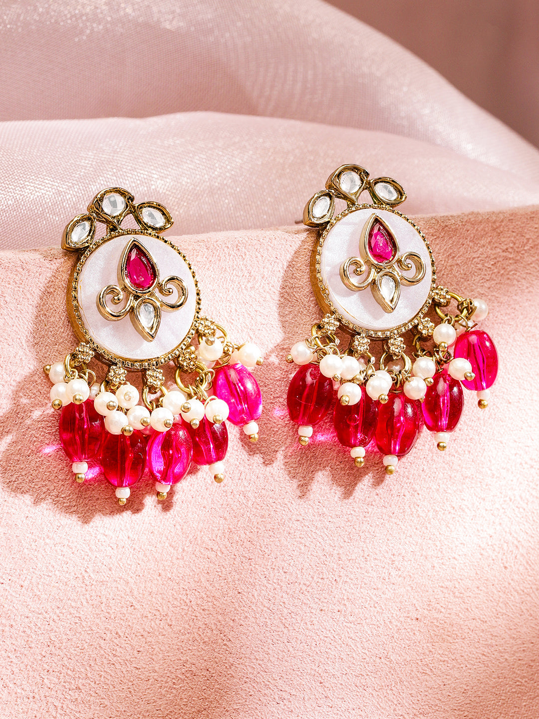 Dark Pink Ethnic Danglers フリーサイズ