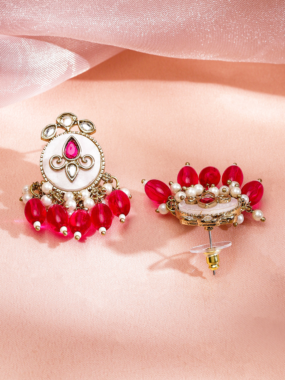 Dark Pink Ethnic Danglers フリーサイズ