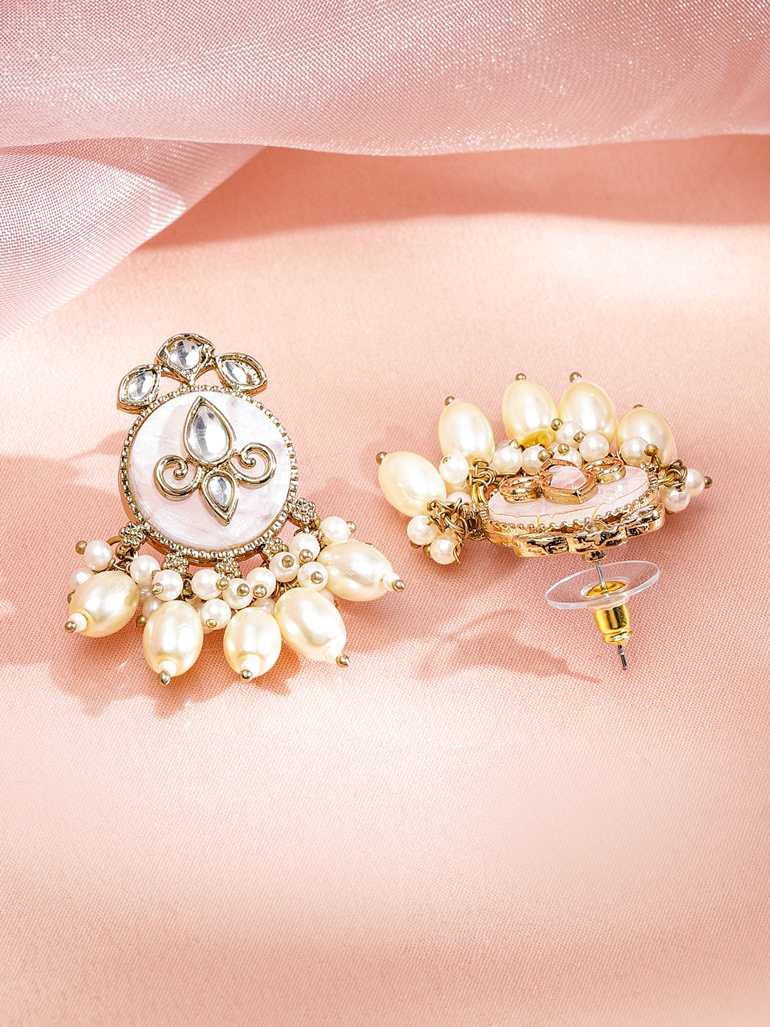 Moonlit Pearls & Kundan Danglers フリーサイズ