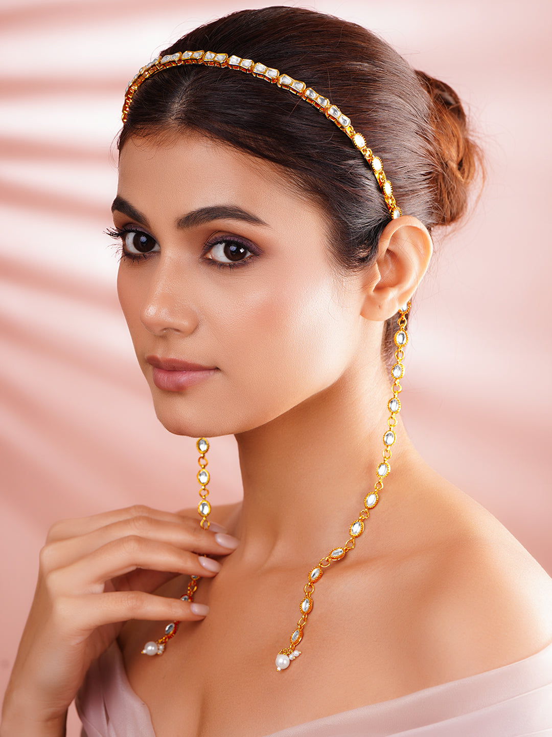 Royal Kundan Glow Hairband Accessory Length - 38 cm