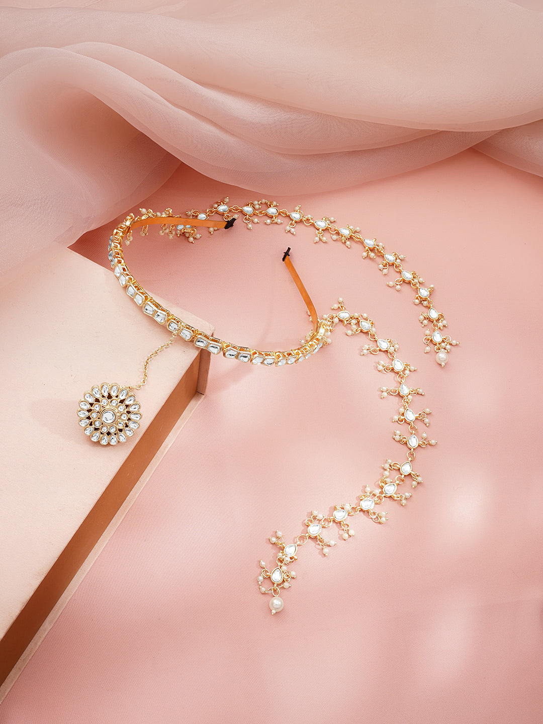 Royal Pearl Kundan Hairband Accessory Length - 37 cm