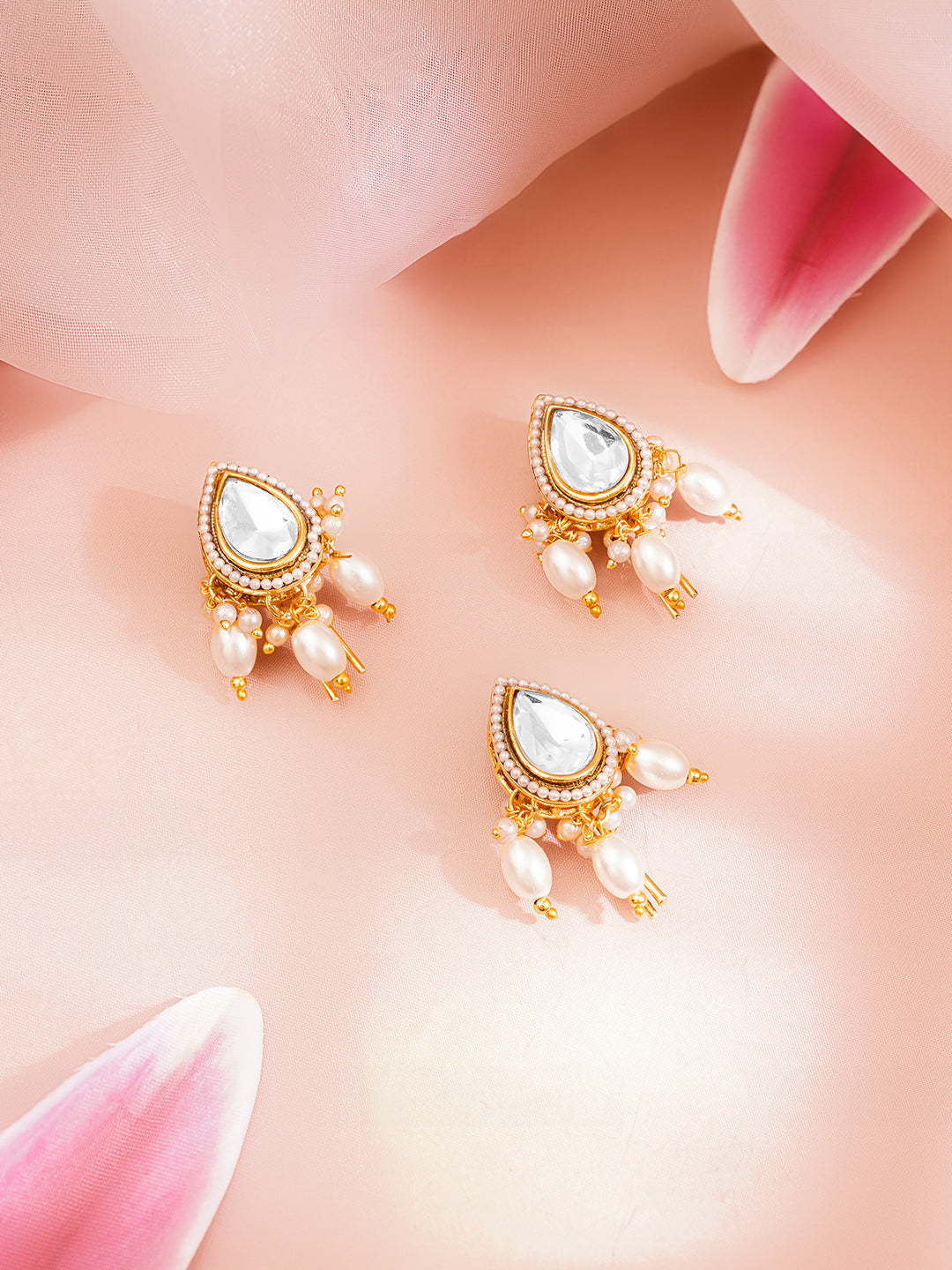 Set Of 3 Kundan Pearl Hair Accessories フリーサイズ