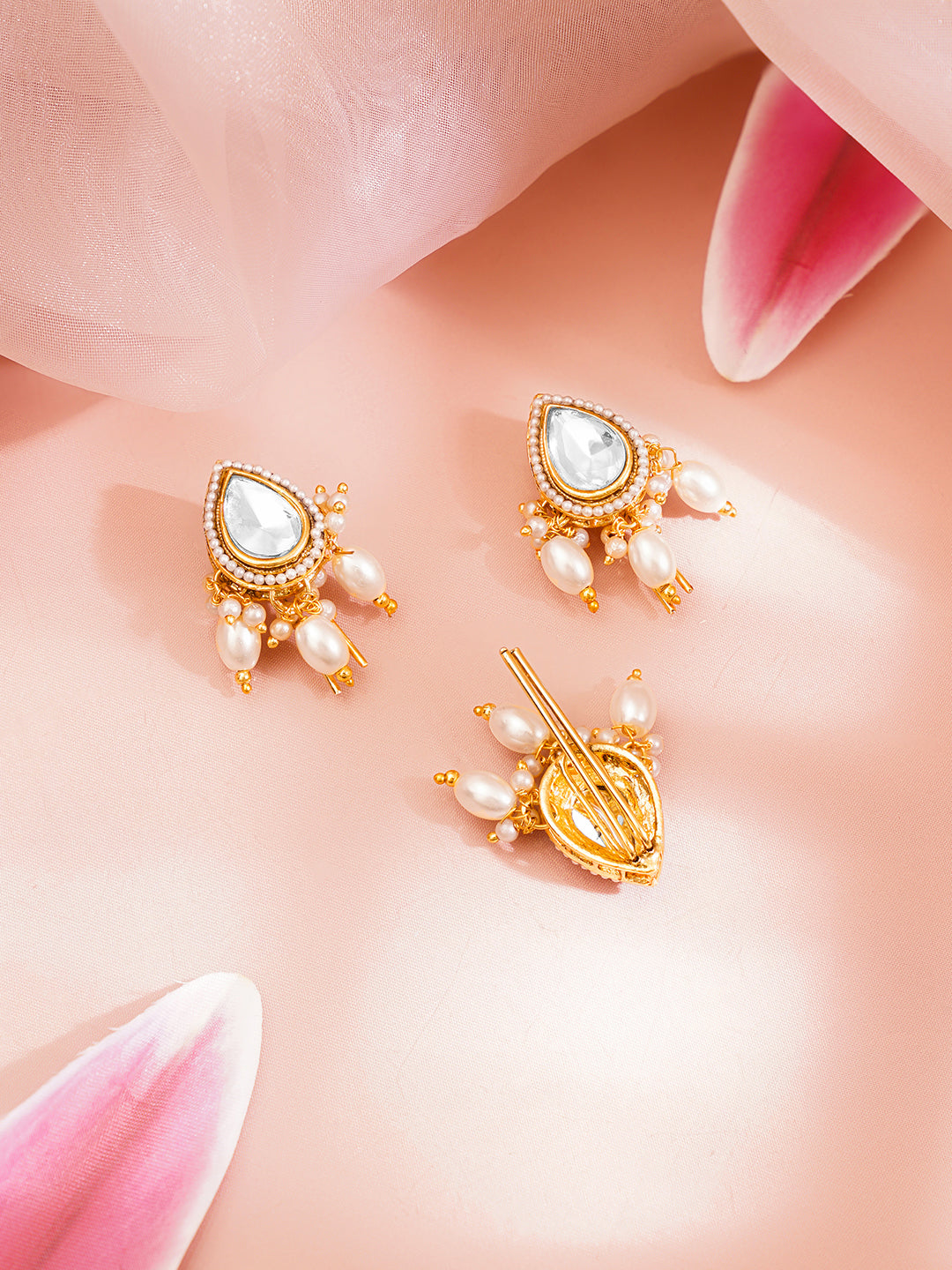 Set Of 3 Kundan Pearl Hair Accessories フリーサイズ