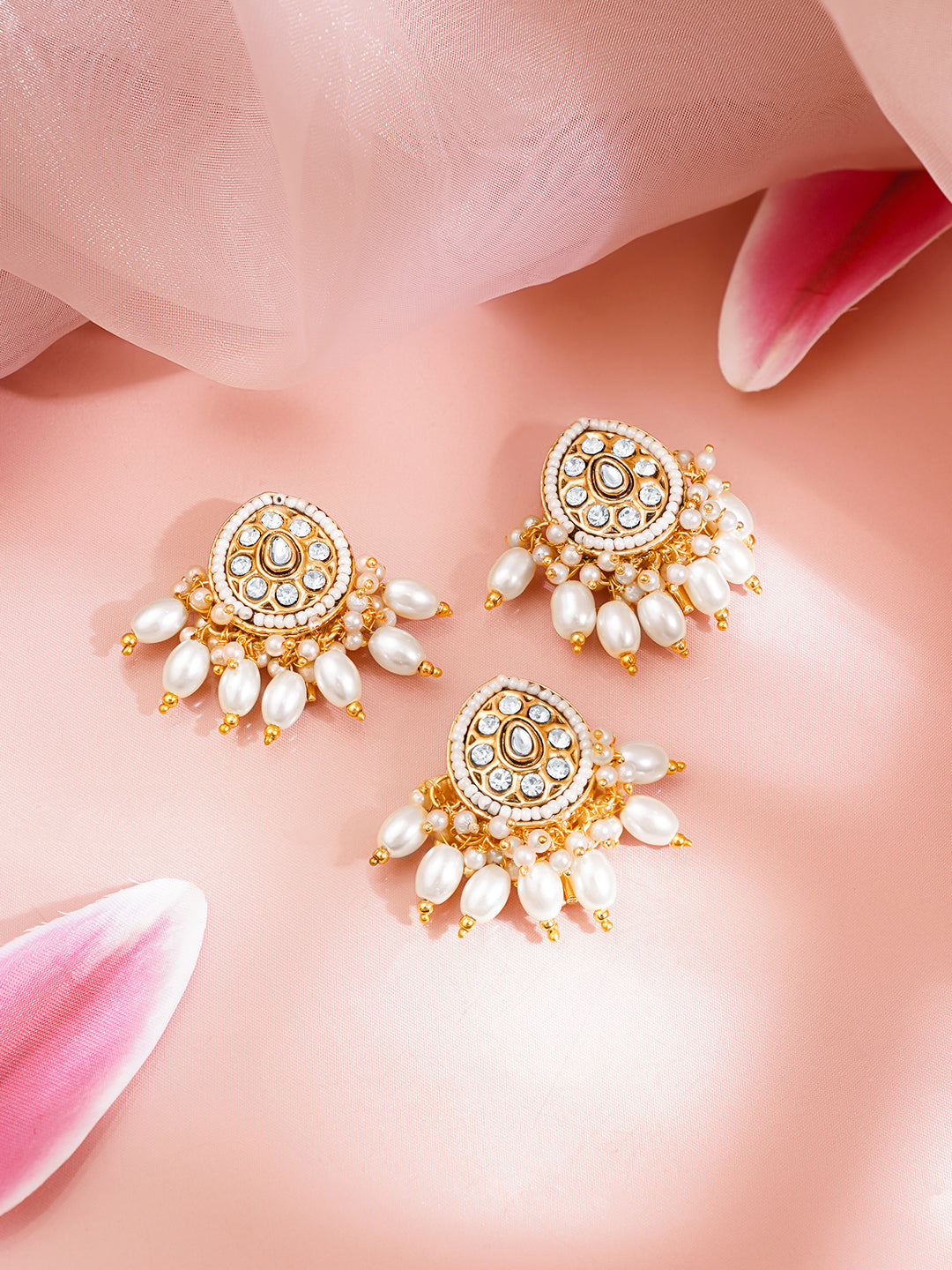 Pearl Glow Kundan Hair Accessories Length - 3 cm