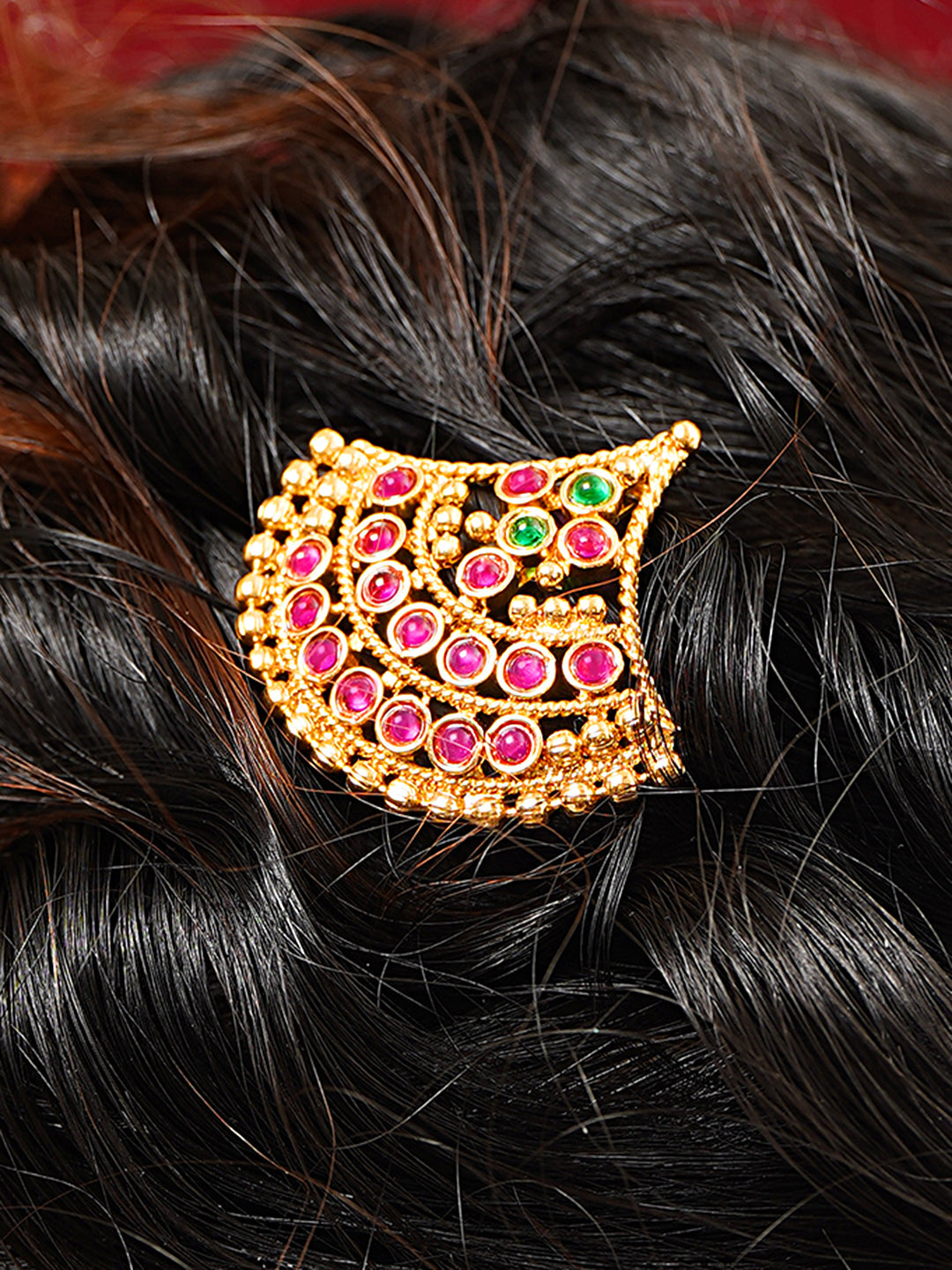 【Rubans】 Gold Plated Kundan Multicolor Hair Pin｜ゴールドメッキ クンダン マルチカラー ヘアピン