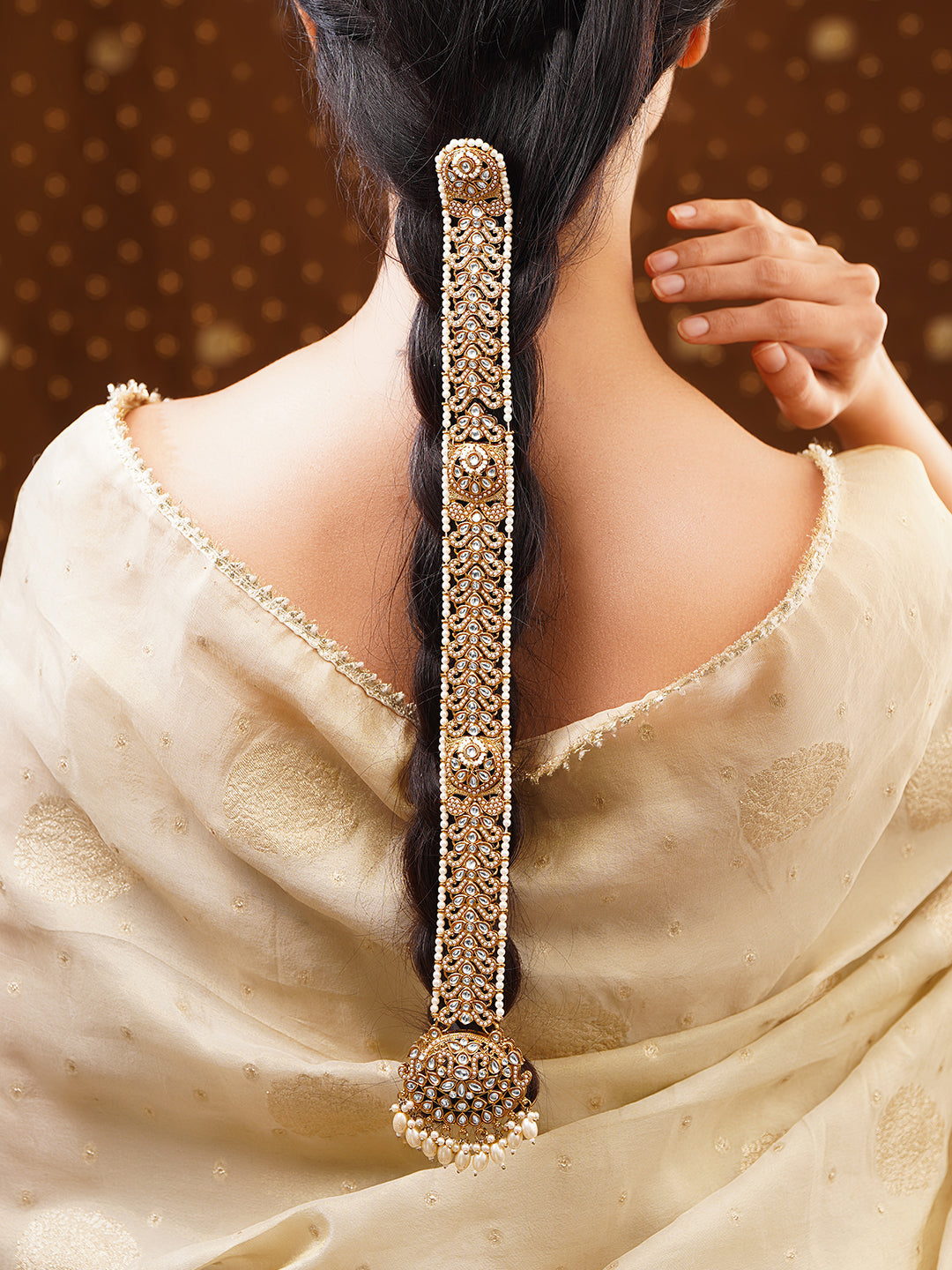 【Rubans】 Gold Plated Blossom Vine Antique Gold Pearl Hair Chain｜ゴールドメッキ ブロッサム ヴァイン アンティークゴールド パール ヘアチェーン