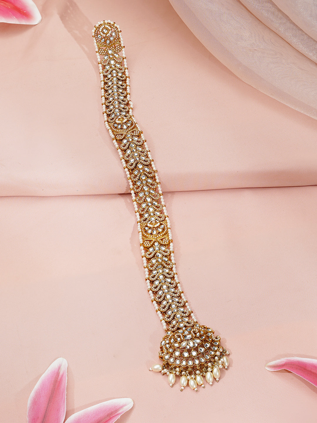 【Rubans】 Gold Plated Blossom Vine Antique Gold Pearl Hair Chain｜ゴールドメッキ ブロッサム ヴァイン アンティークゴールド パール ヘアチェーン