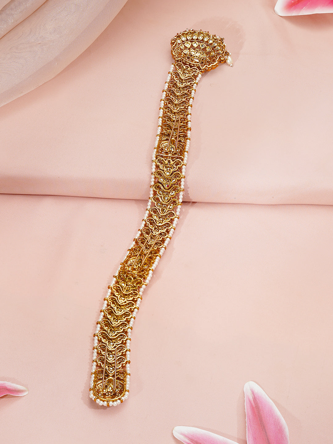 【Rubans】 Gold Plated Blossom Vine Antique Gold Pearl Hair Chain｜ゴールドメッキ ブロッサム ヴァイン アンティークゴールド パール ヘアチェーン