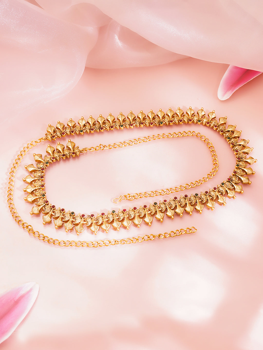 【Rubans】 Gold Plated Floral Motif Cascade Waist Chain Belt｜ゴールドメッキ フローラルモチーフ カスケード ウエストチェーン（カマルバンド）