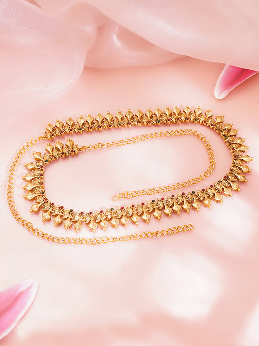 【Rubans】 Gold Plated Floral Motif Cascade Waist Chain Belt｜ゴールドメッキ フローラルモチーフ カスケード ウエストチェーン（カマルバンド）