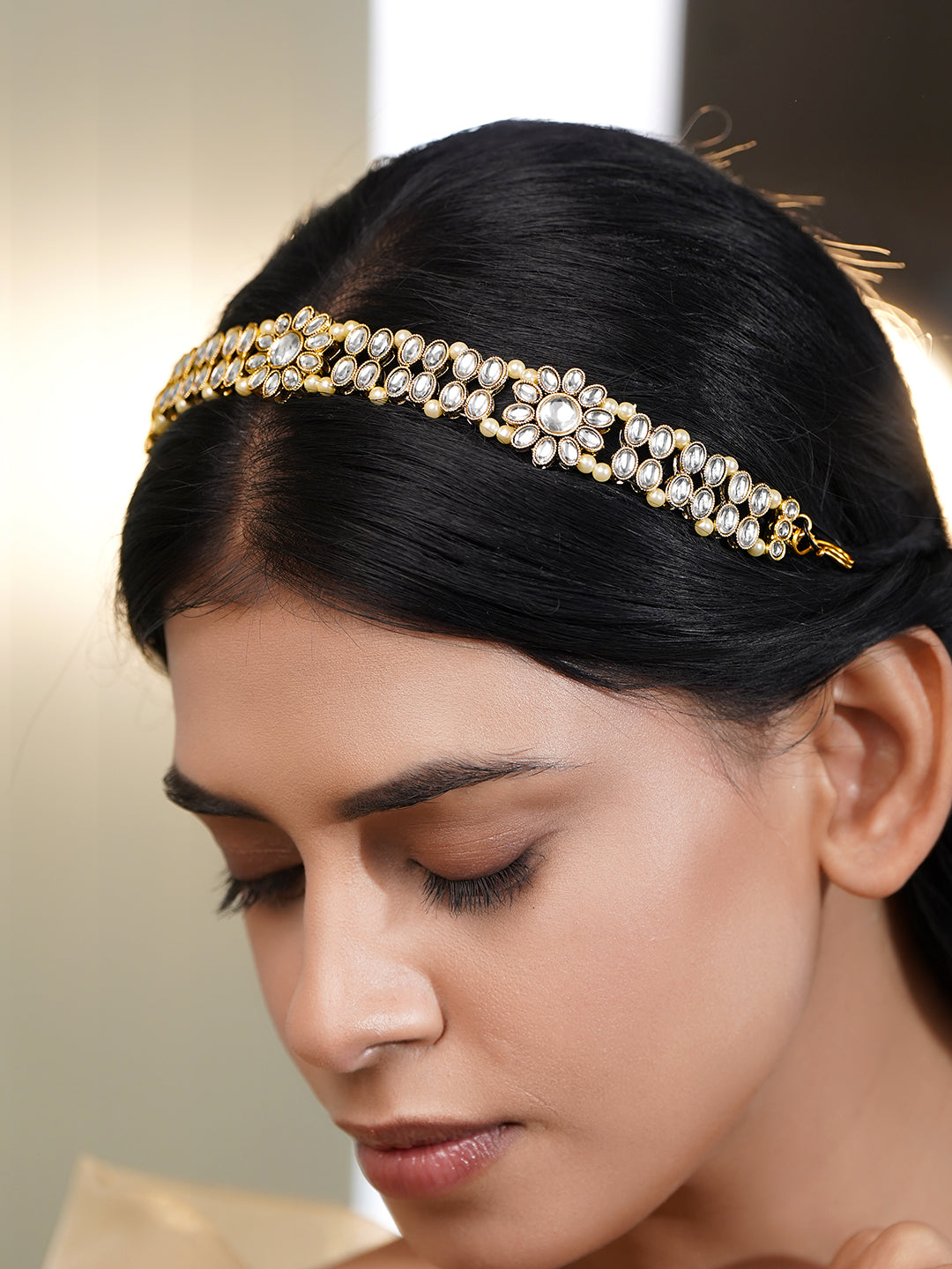 Wedding Muse Floral Kundan Sheeshphool フリーサイズ