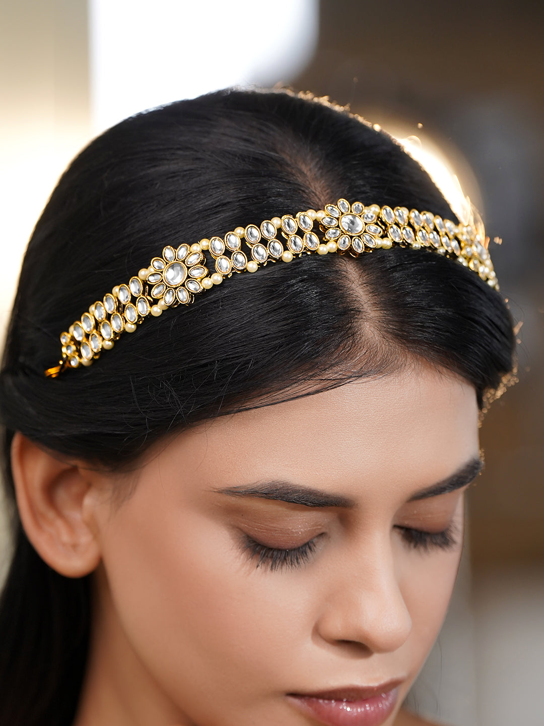 Wedding Muse Floral Kundan Sheeshphool フリーサイズ