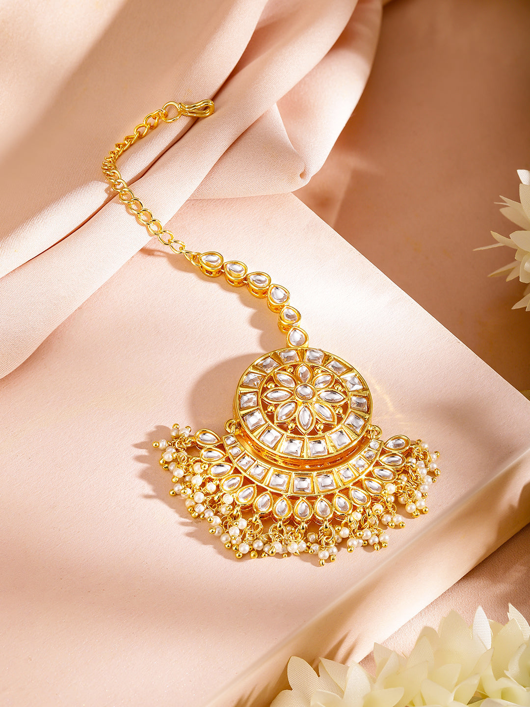 Moonlit Glow Kundan Maangtikka Set Gold
