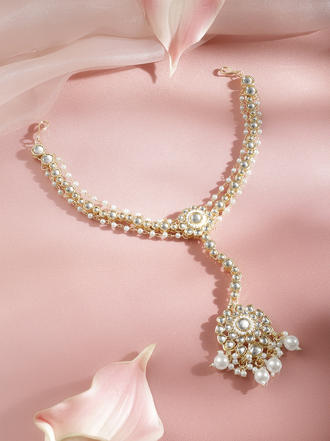 Regal Kundan Pearl Bridal Maathapatti フリーサイズ