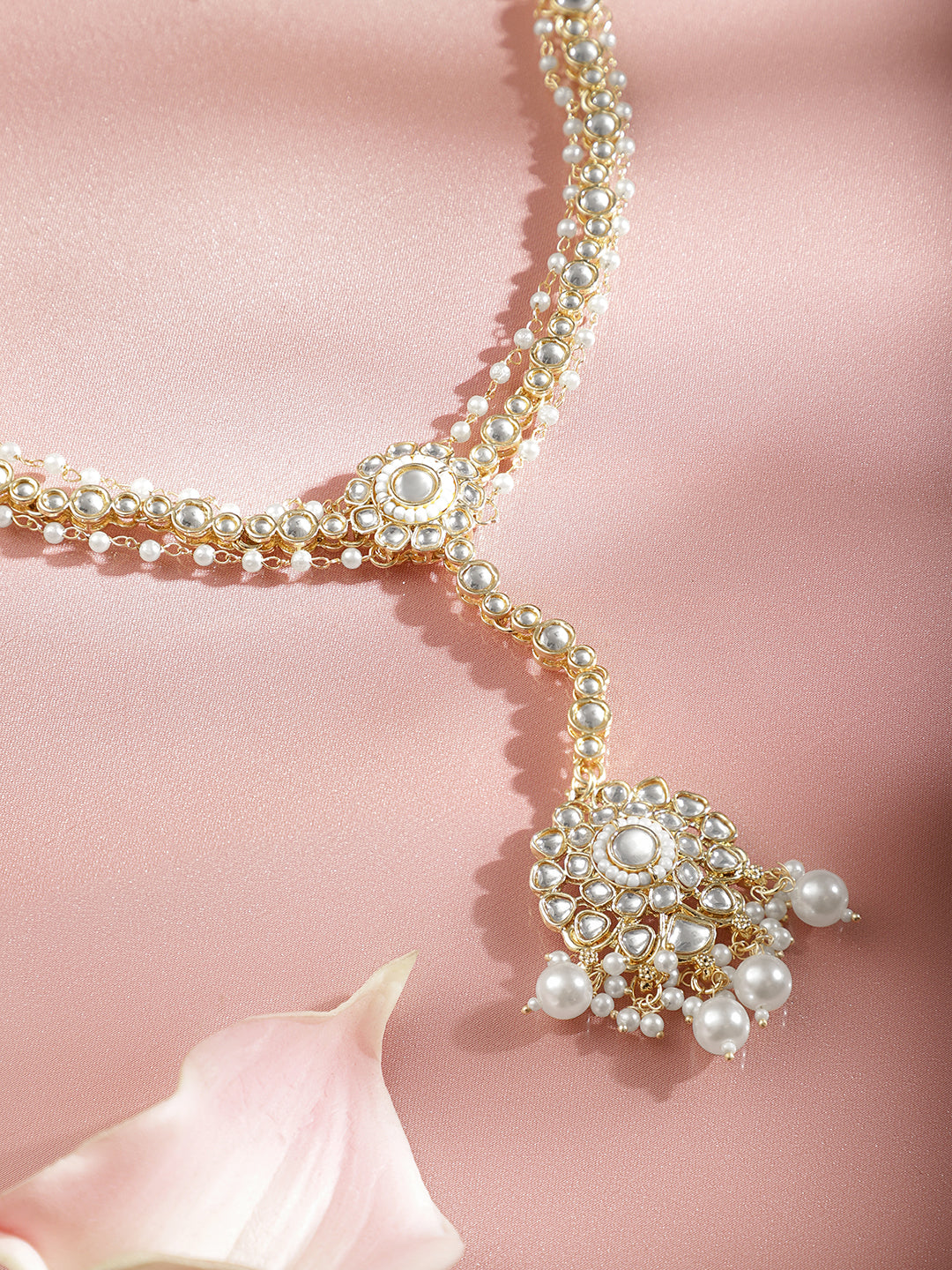 Regal Kundan Pearl Bridal Maathapatti フリーサイズ