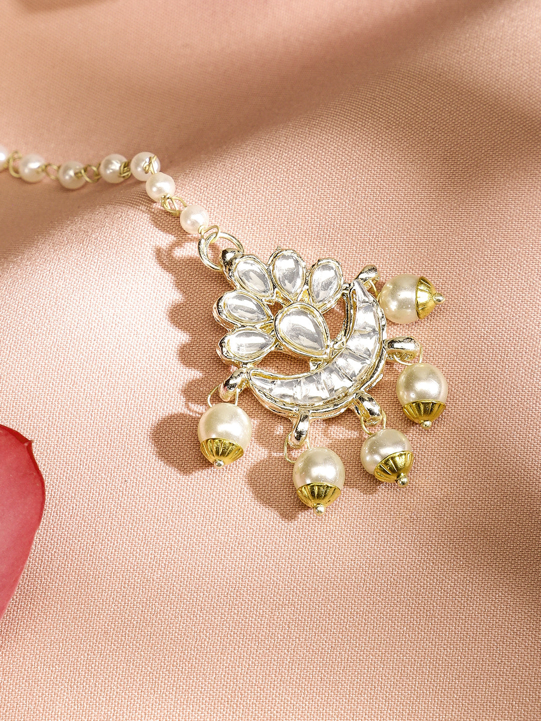 Classic Kundan Pearl Maangtika フリーサイズ