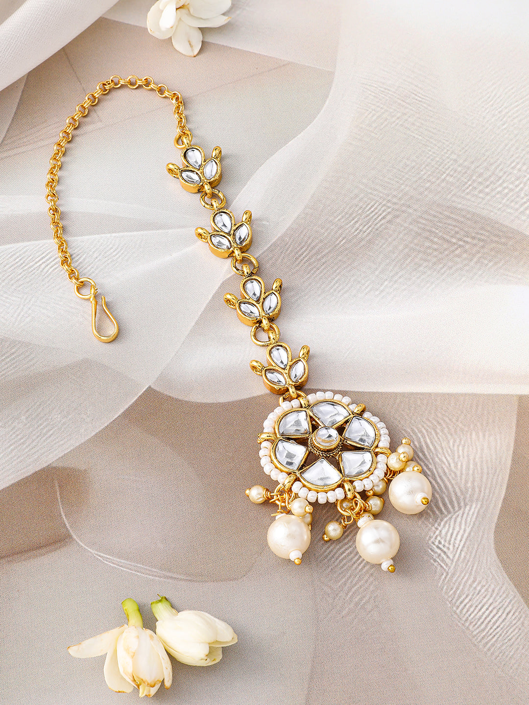 Golden Kundan Stone Maangtika フリーサイズ