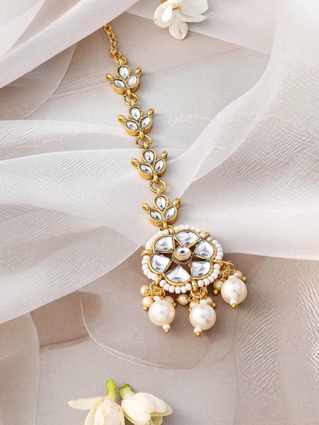 Golden Kundan Stone Maangtika フリーサイズ