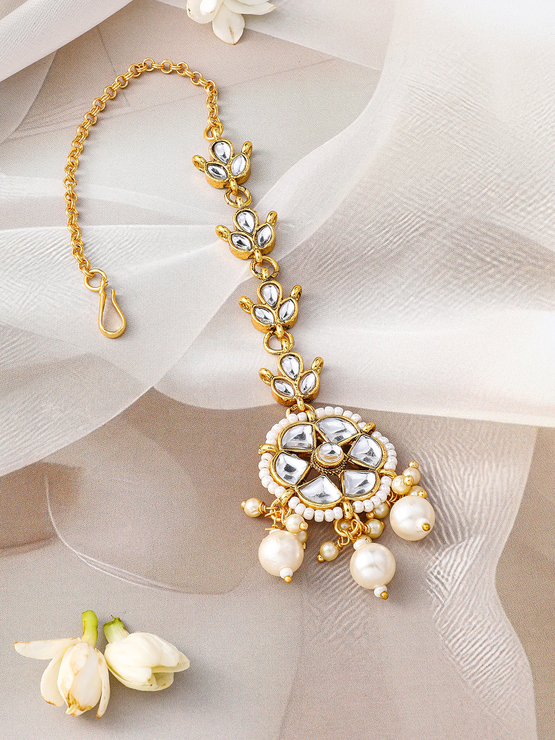 Golden Kundan Stone Maangtika フリーサイズ