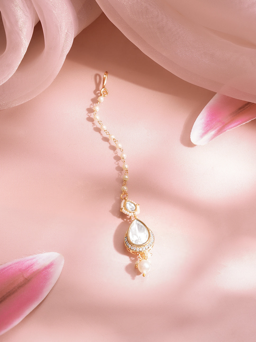Wedding Shine Kundan Maangtikka Charm Length - 12 cm