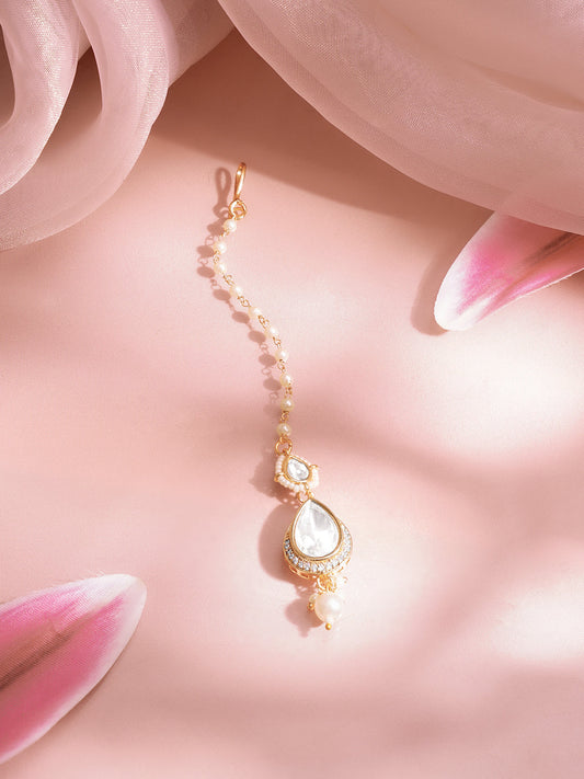 Wedding Shine Kundan Maangtikka Charm Length - 12 cm