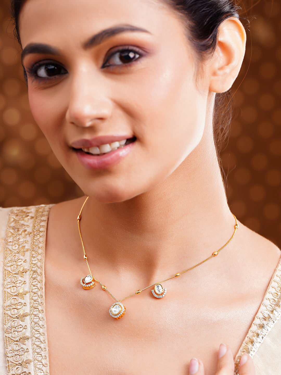 【Rubans】 Gold Plated Cubic Zirconia Drop Necklace｜ゴールドメッキ キュービックジルコニア ドロップ ネックレス