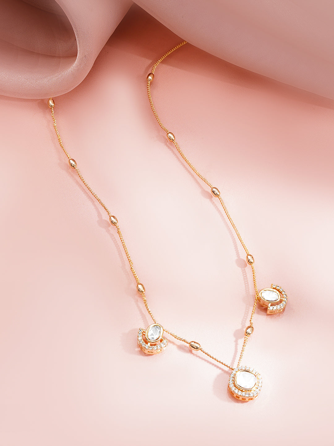【Rubans】 Gold Plated Cubic Zirconia Drop Necklace｜ゴールドメッキ キュービックジルコニア ドロップ ネックレス