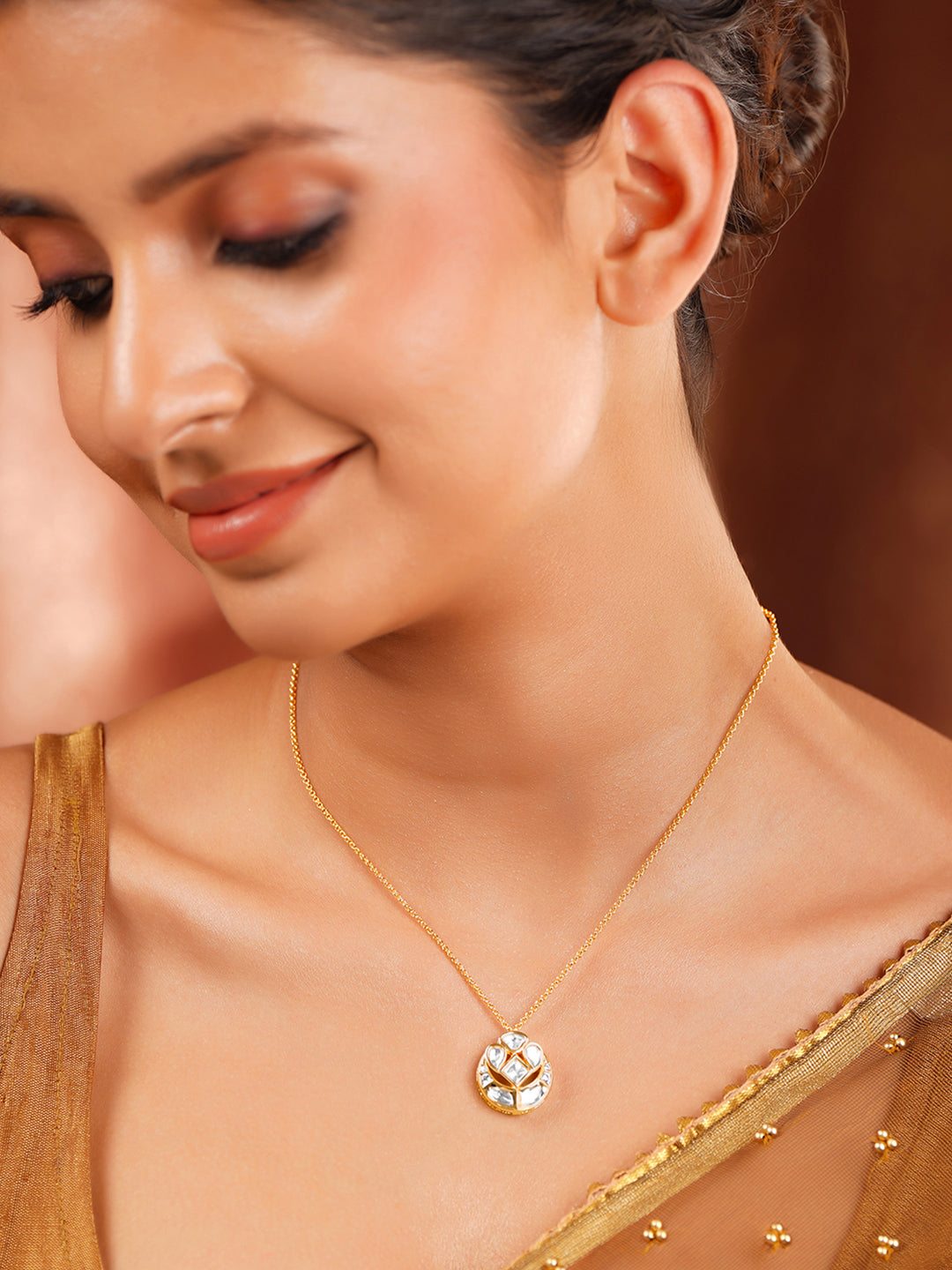 【Rubans】 Gold Plated Kundan Necklace｜ゴールドメッキ クンダン ネックレス