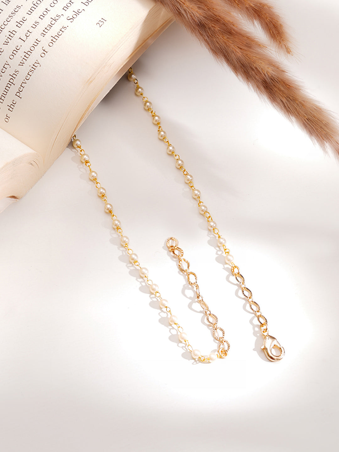 【Rubans】 Gold Plated Moon Motif Kundan Necklace｜ゴールドメッキ ムーンモチーフ クンダン ネックレス
