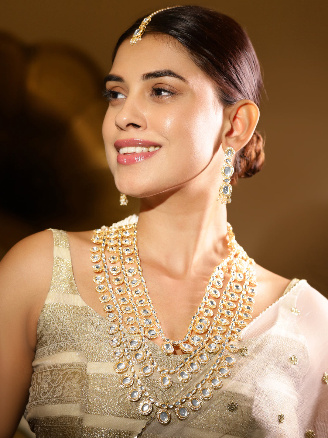 Wedding Glow Kundan Necklace Set フリーサイズ