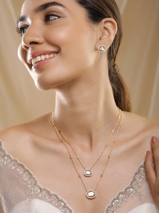 Alluring Kundan Pendant Set Gold