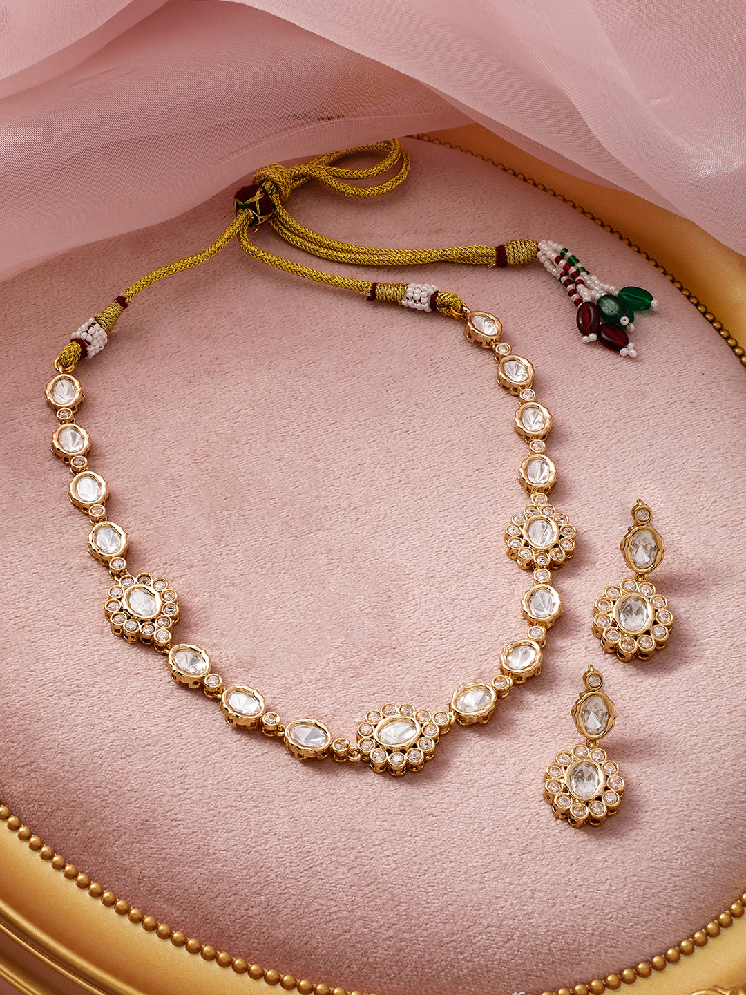 Ivory & Gold Art Story Necklace Set Gold