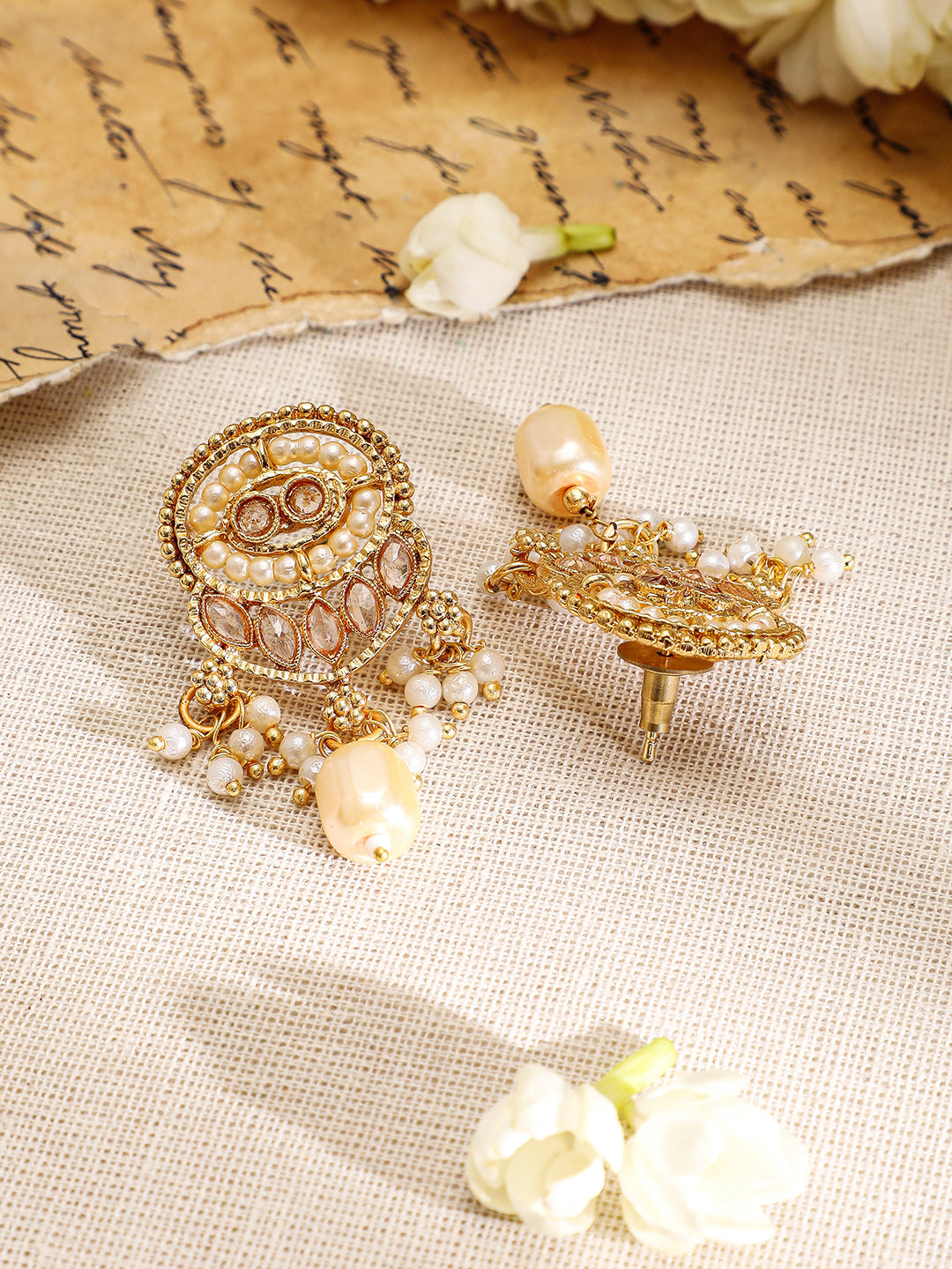 Golden Glow with Pearls Long Necklace Gold