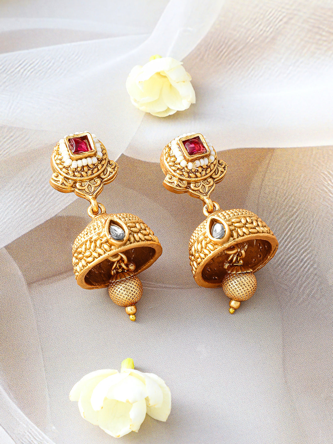 Elegant Red Gold Plated Short Necklace Set Gold