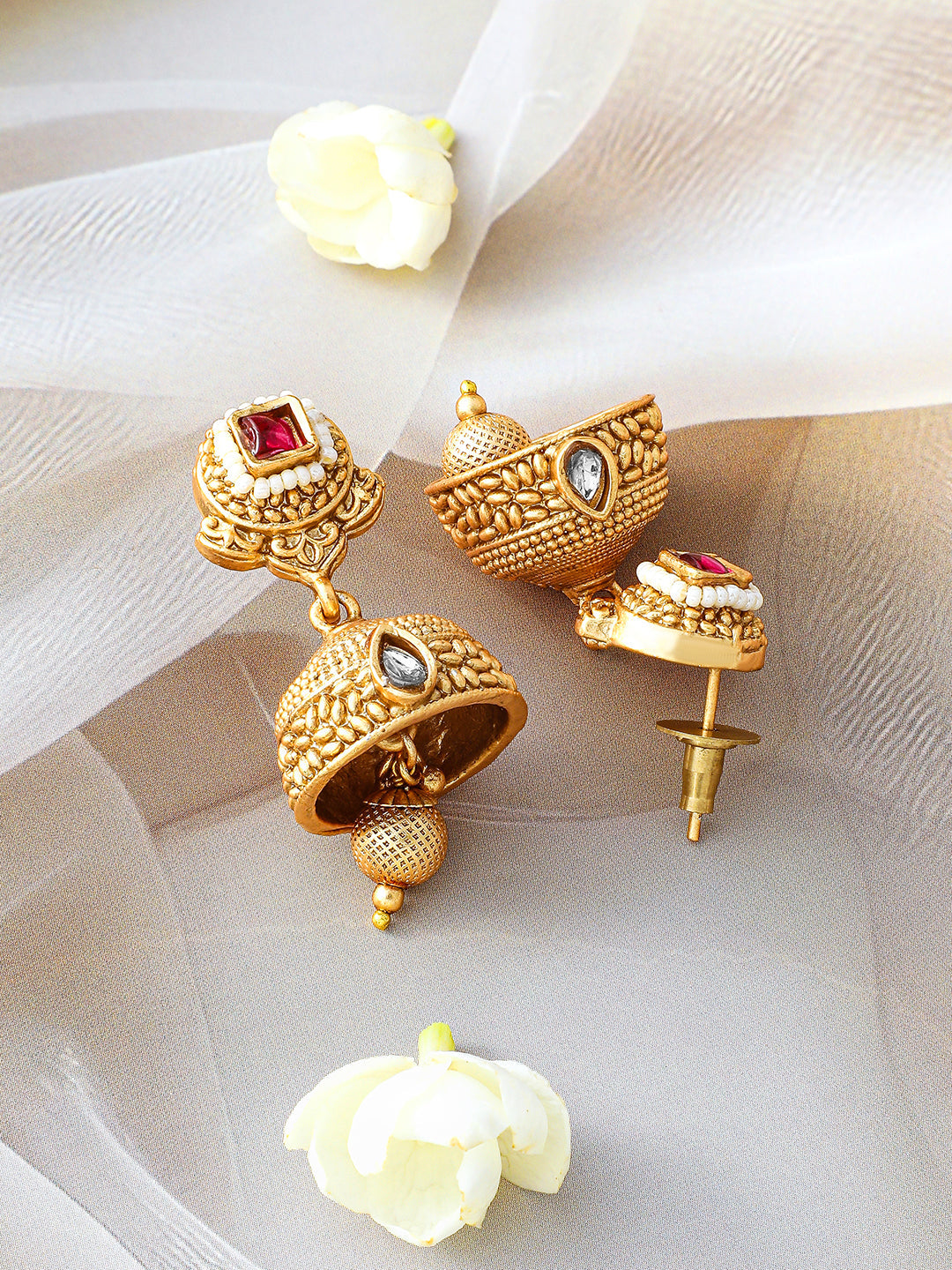 Elegant Red Gold Plated Short Necklace Set Gold
