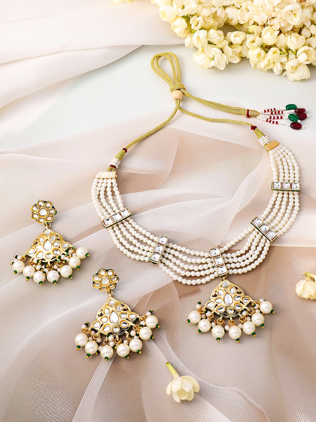 White Empire Kundan Pearl Choker Set White