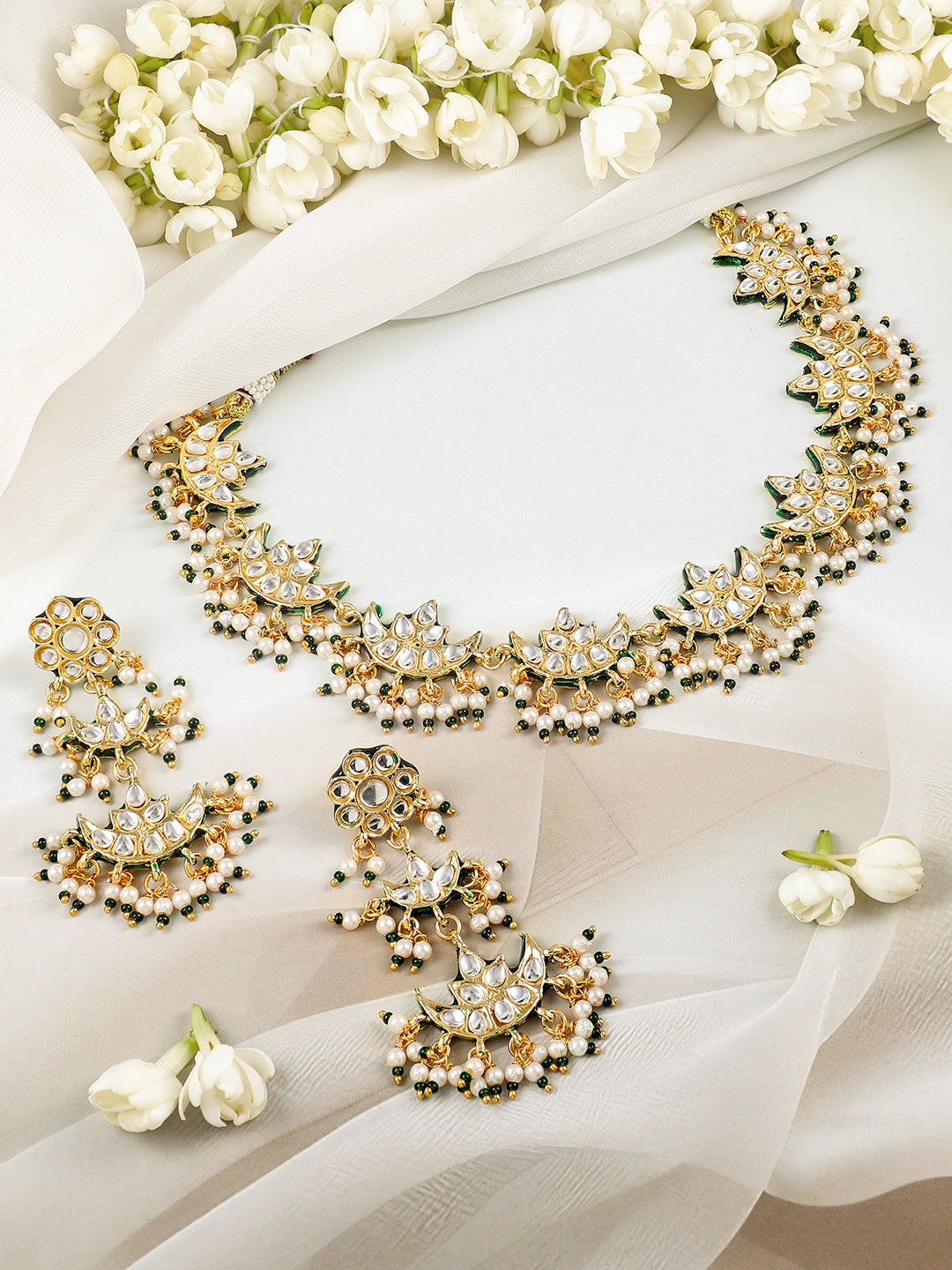 White Green Couture Necklace Set フリーサイズ