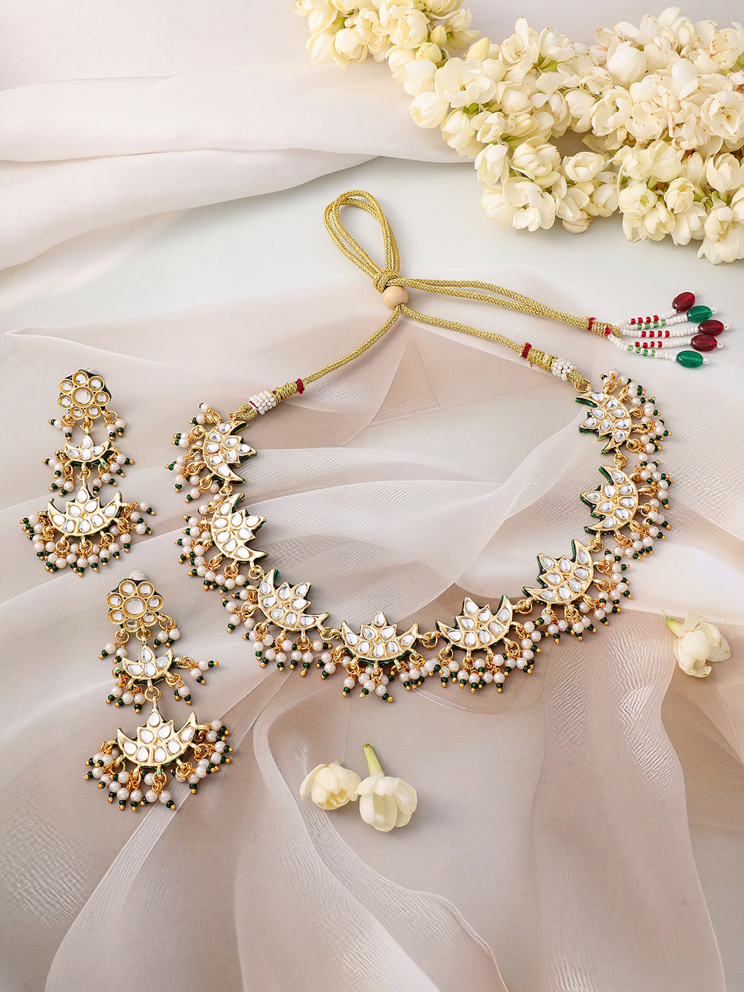 White Green Couture Necklace Set フリーサイズ