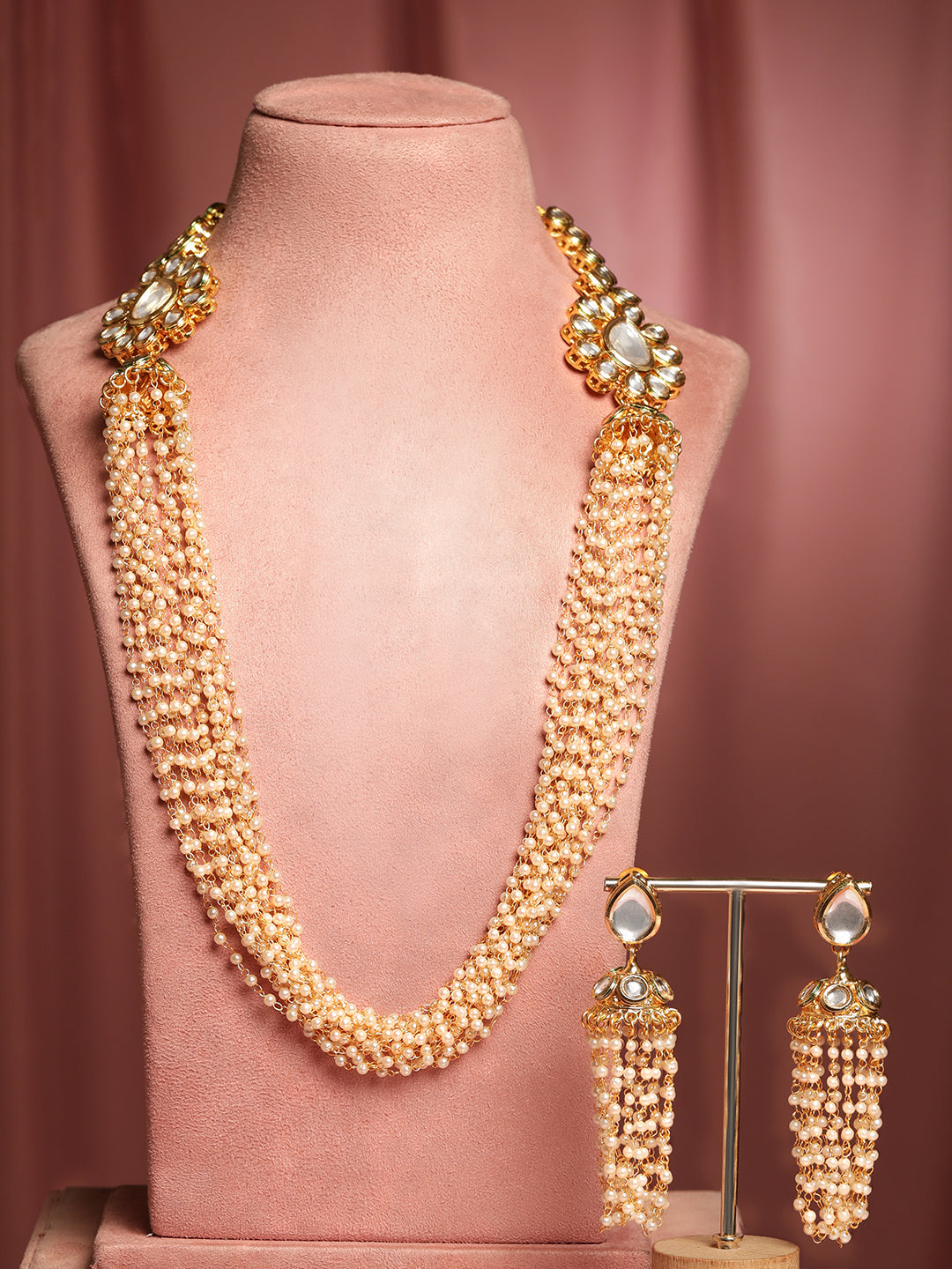 Golden Hour Kundan Pearl Necklace Set Gold