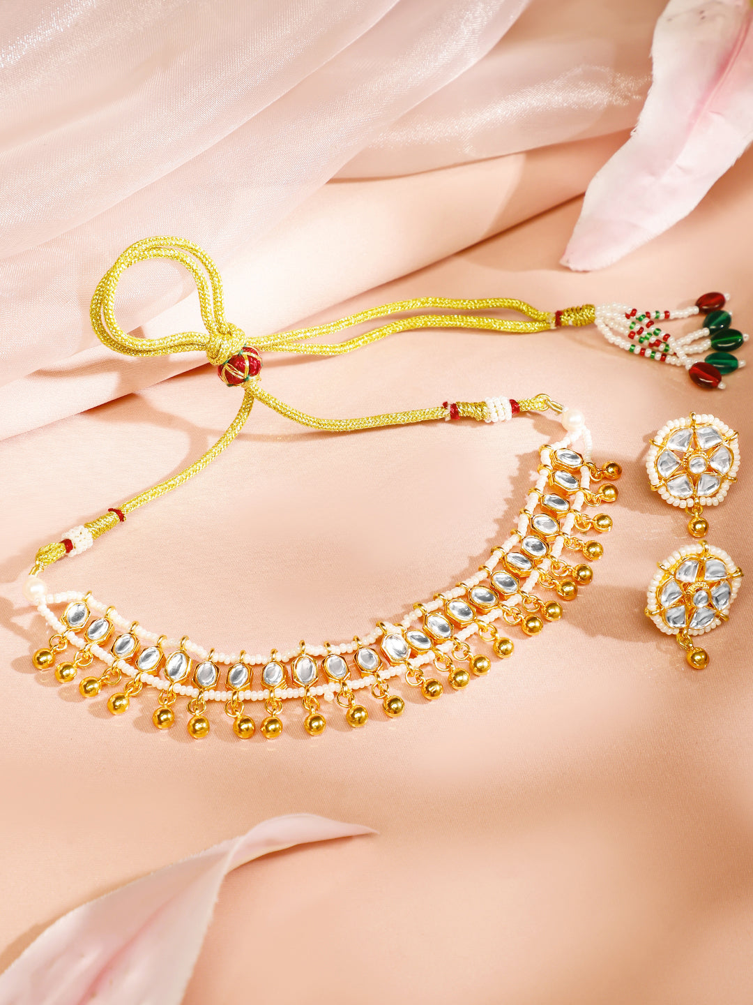 Classic White Kundan Choker Set Gold