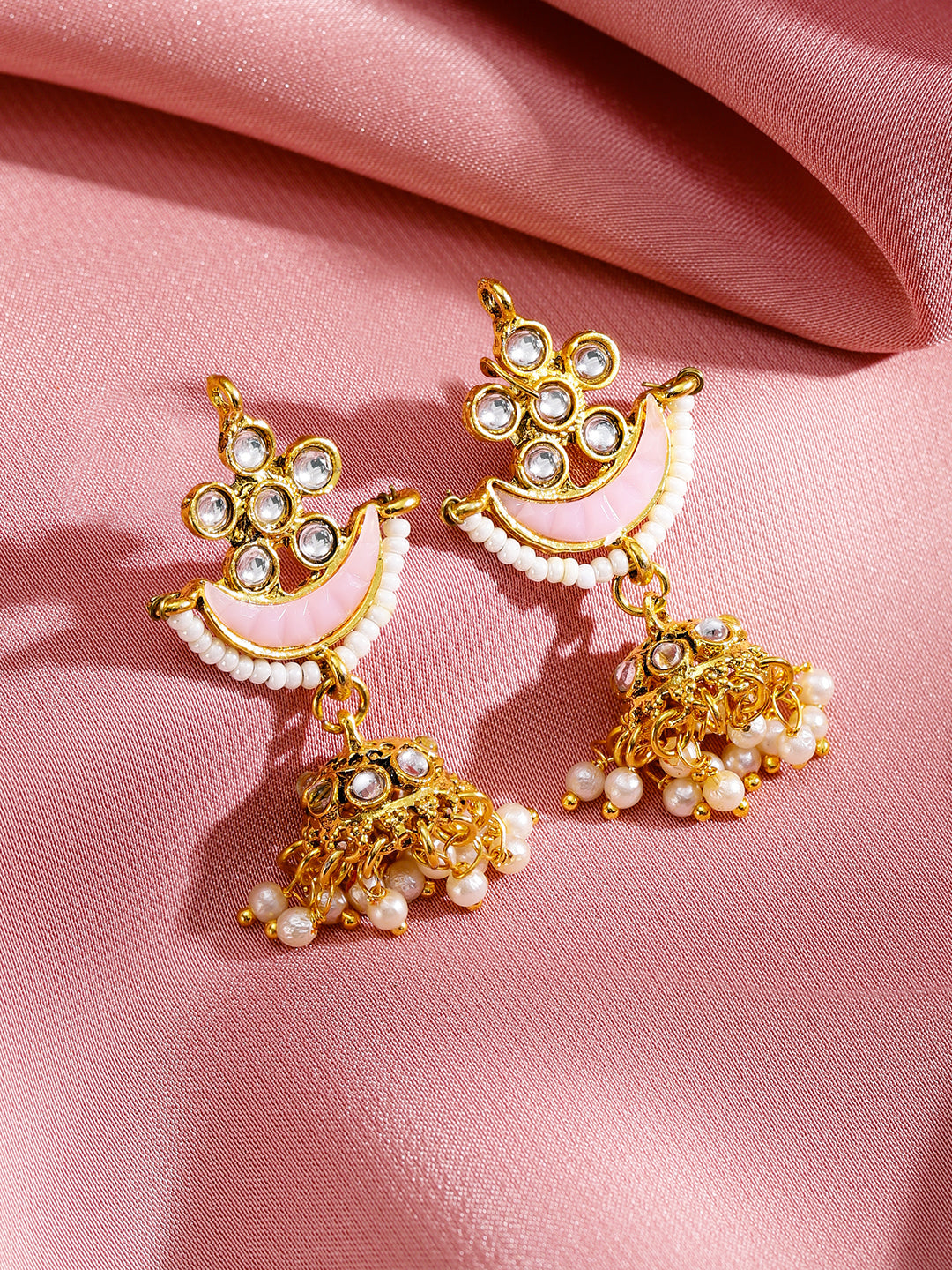 Soft Blush Kundan Necklace Set Gold