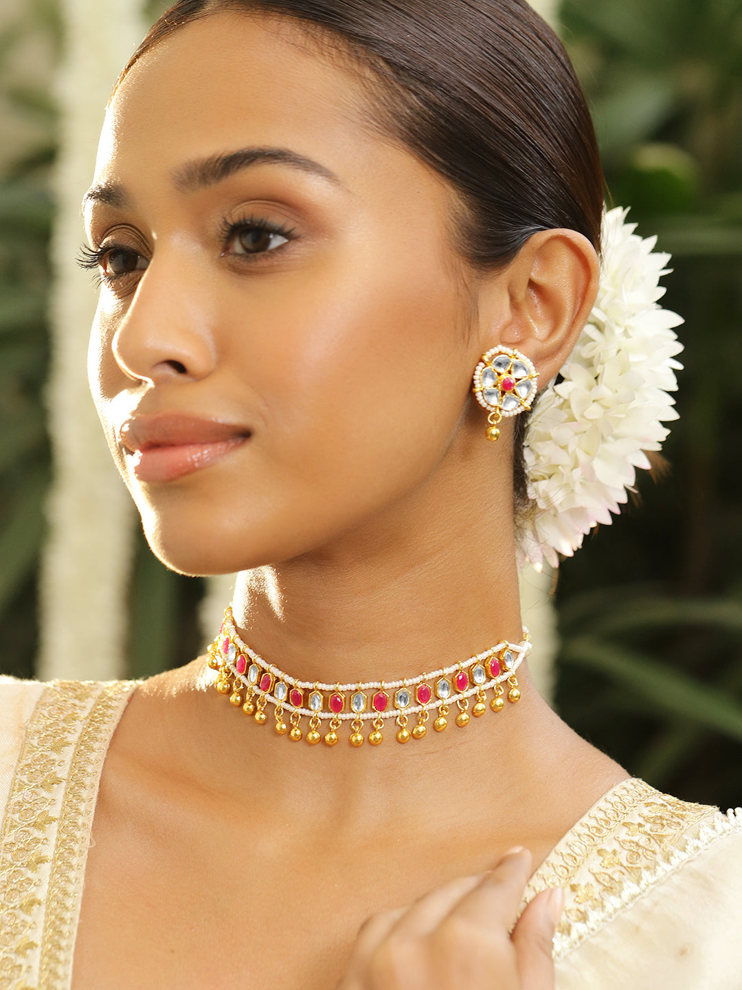 Imperial Kundan Pink Choker Set Pink