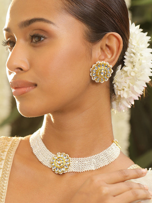 【Rubans】 Silent Glow of Kundan Choker Set｜サイレント グロー クンダン チョーカーセット｜Length - 19 cm
