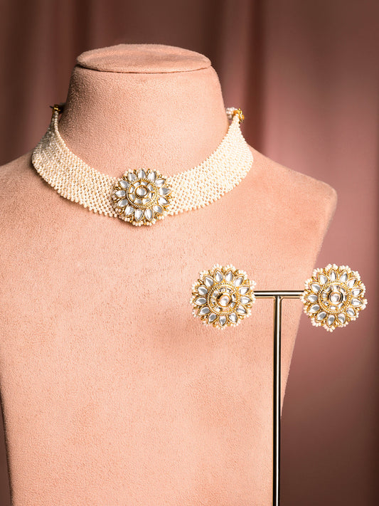 【Rubans】 Silent Glow of Kundan Choker Set｜サイレント グロー クンダン チョーカーセット｜Length - 19 cm